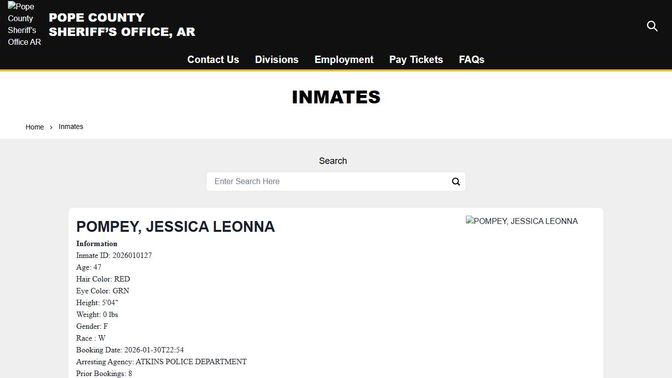 Inmates Pope County Sheriff’s Office AR