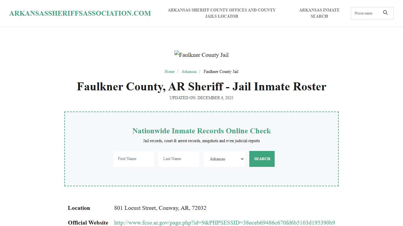 Faulkner County, AR Sheriff - Jail Inmate Roster